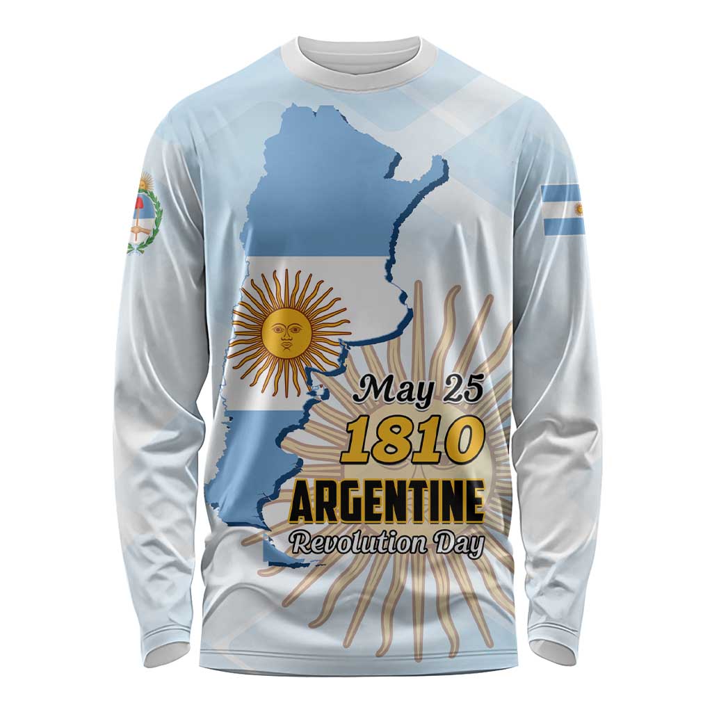 Personalized Argentine Revolution Day 1810 Long Sleeve Shirt Sol de Mayo