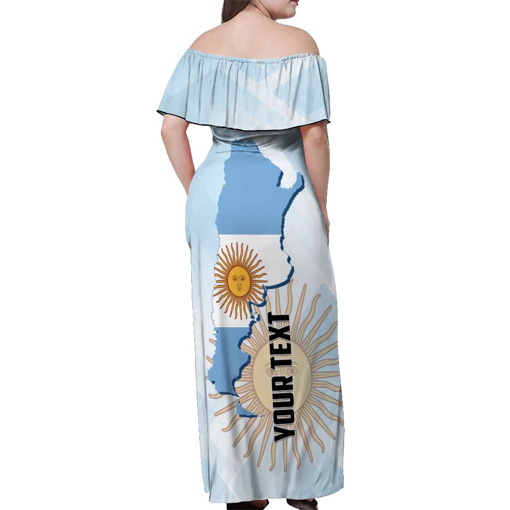 Personalized Argentine Revolution Day 1810 Off Shoulder Maxi Dress Sol de Mayo