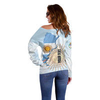Personalized Argentine Revolution Day 1810 Off Shoulder Sweater Sol de Mayo