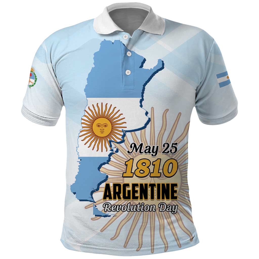 Personalized Argentine Revolution Day 1810 Polo Shirt Sol de Mayo