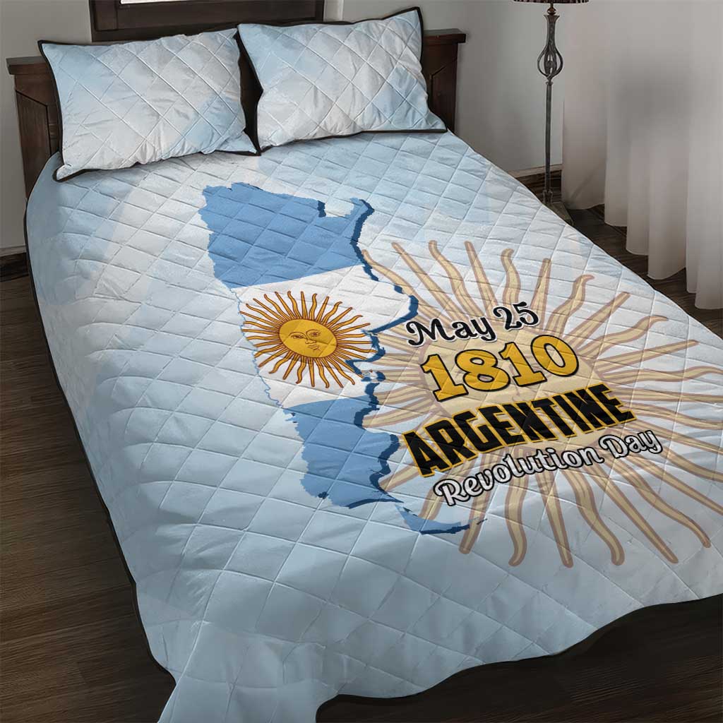 Argentine Revolution Day 1810 Quilt Bed Set Sol de Mayo