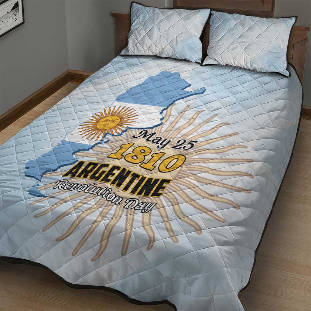 Argentine Revolution Day 1810 Quilt Bed Set Sol de Mayo