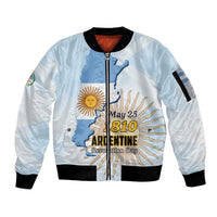 Personalized Argentine Revolution Day 1810 Sleeve Zip Bomber Jacket Sol de Mayo