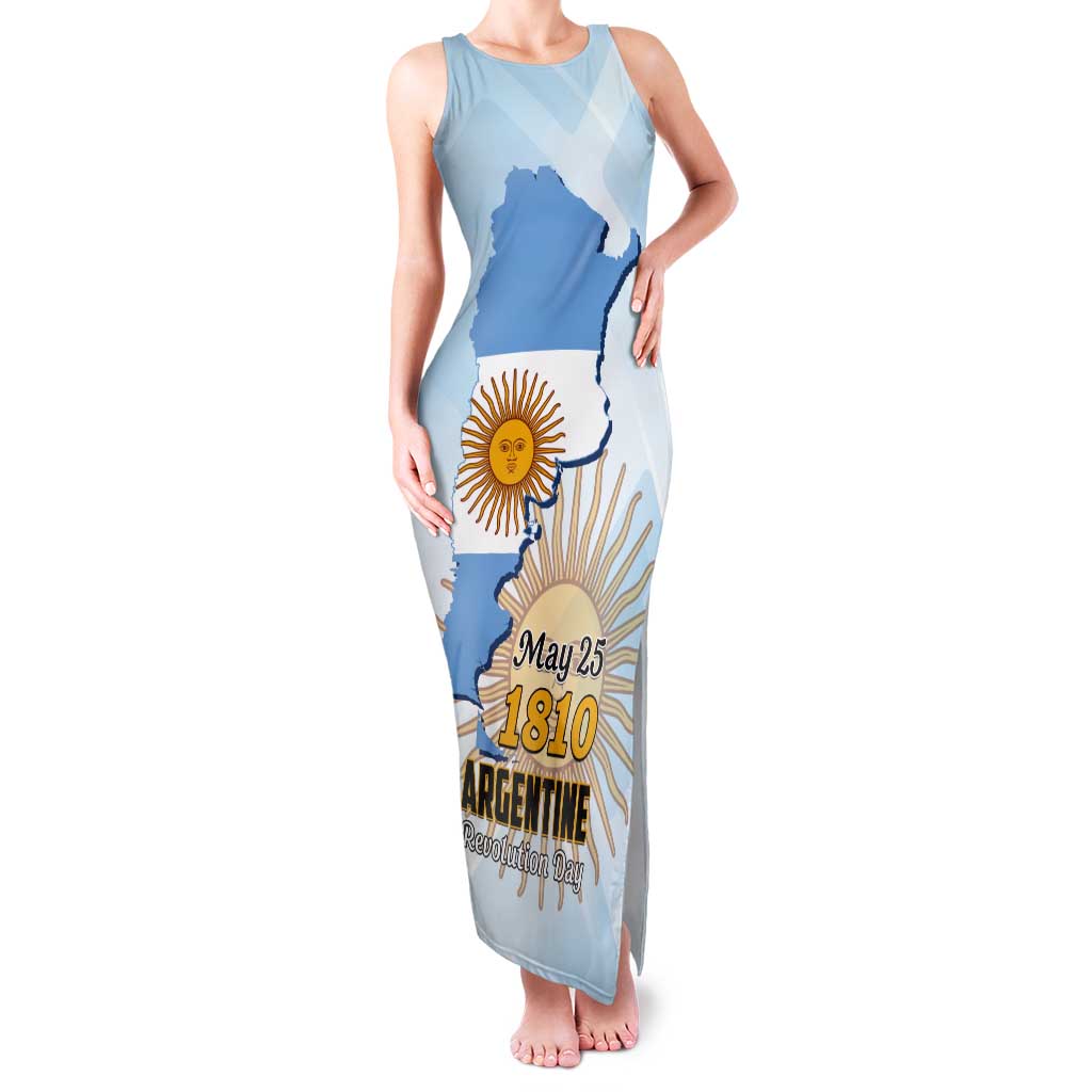 Personalized Argentine Revolution Day 1810 Tank Maxi Dress Sol de Mayo