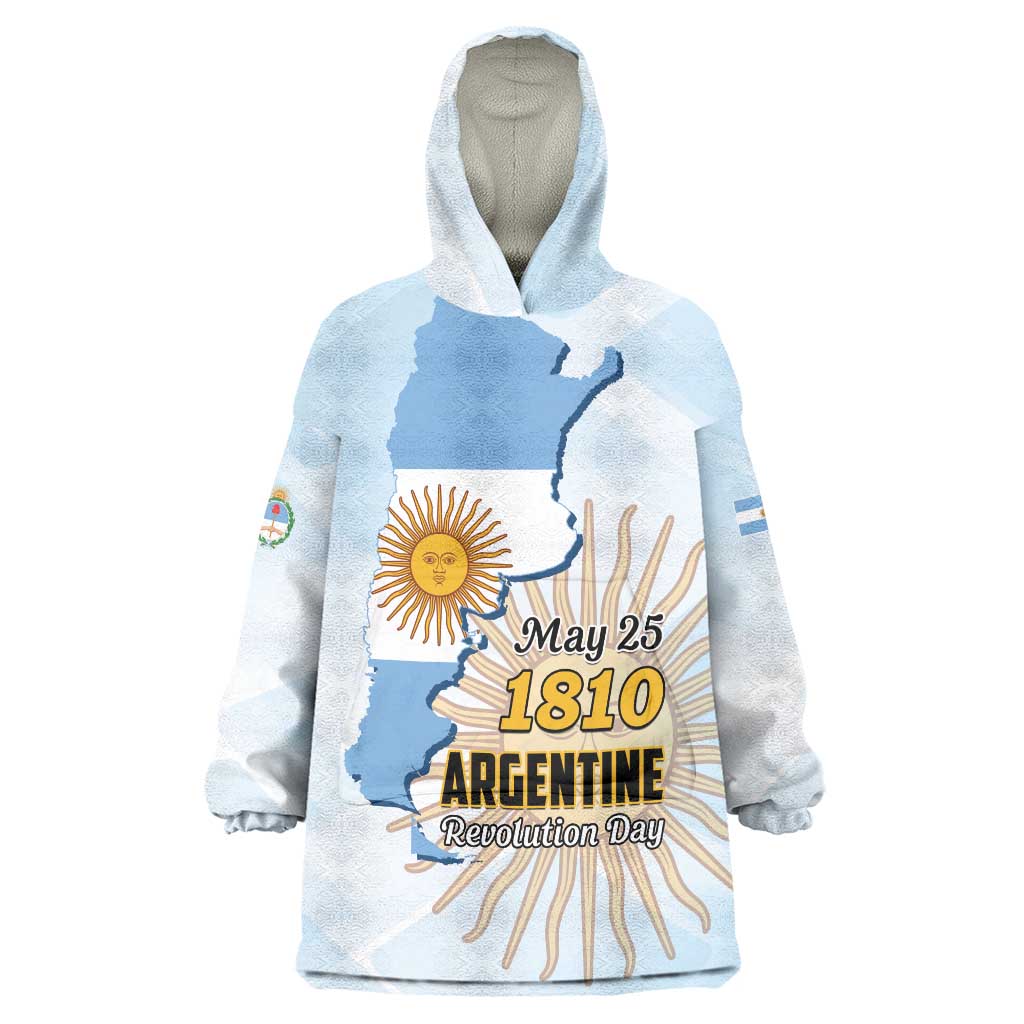 Personalized Argentine Revolution Day 1810 Wearable Blanket Hoodie Sol de Mayo