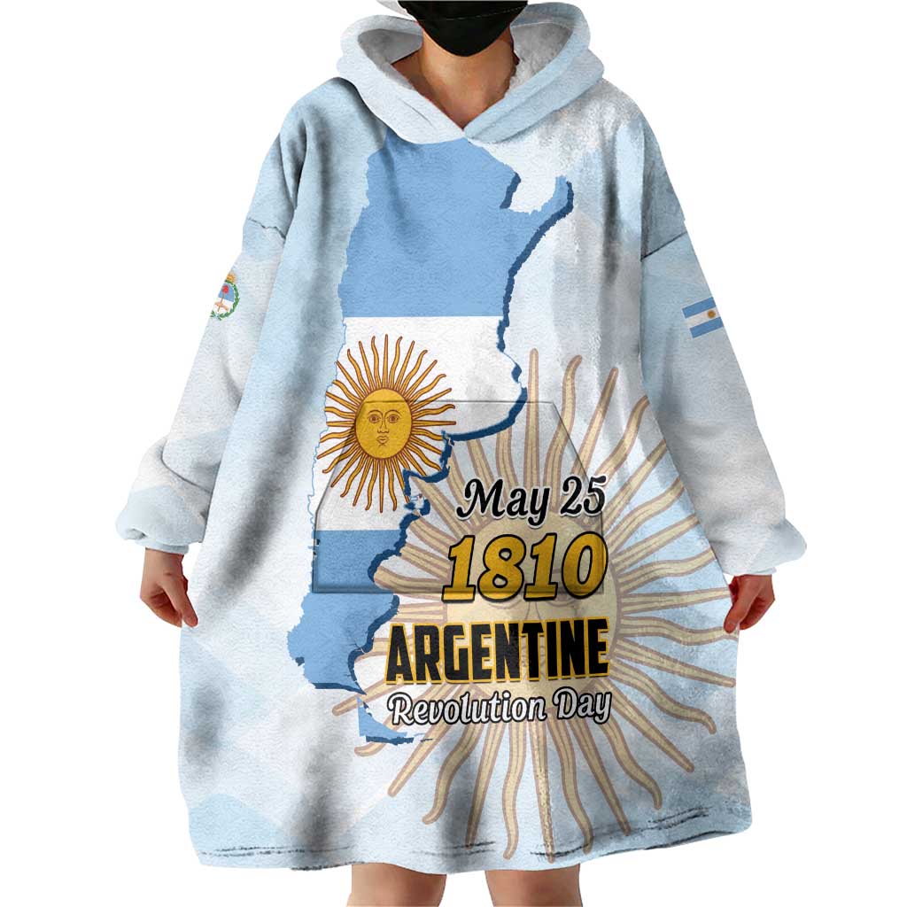 Personalized Argentine Revolution Day 1810 Wearable Blanket Hoodie Sol de Mayo