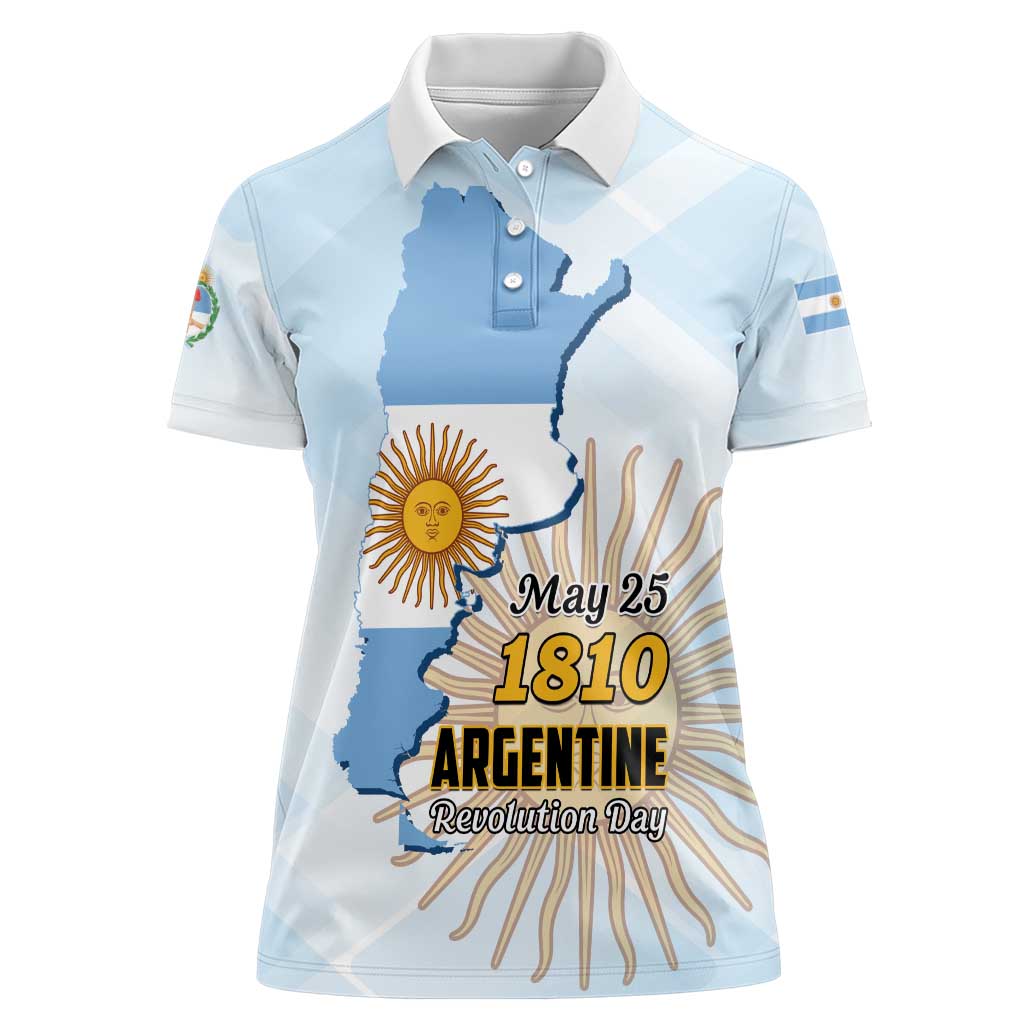 Personalized Argentine Revolution Day 1810 Women Polo Shirt Sol de Mayo