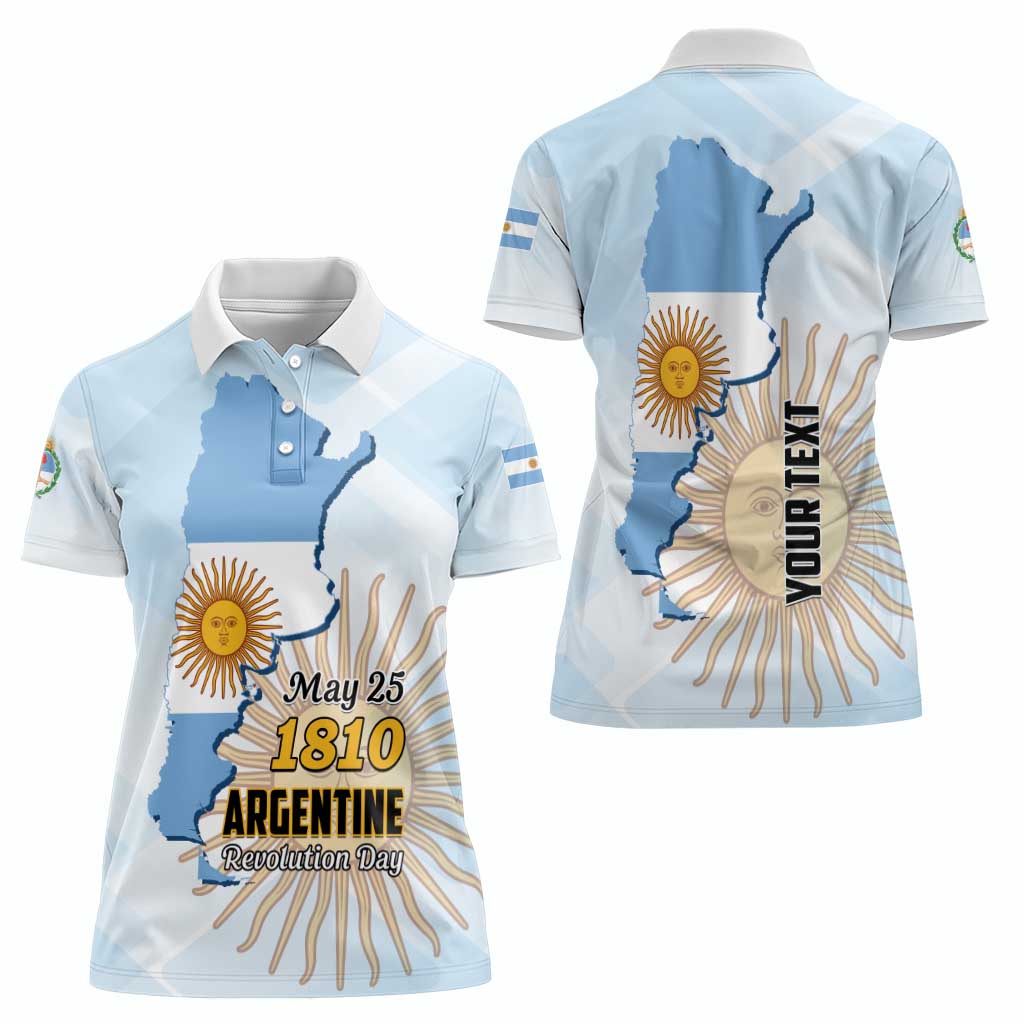 Personalized Argentine Revolution Day 1810 Women Polo Shirt Sol de Mayo