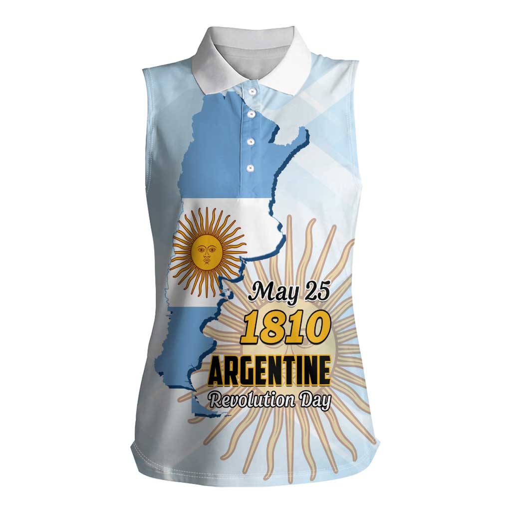 Personalized Argentine Revolution Day 1810 Women Sleeveless Polo Shirt Sol de Mayo