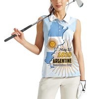 Personalized Argentine Revolution Day 1810 Women Sleeveless Polo Shirt Sol de Mayo