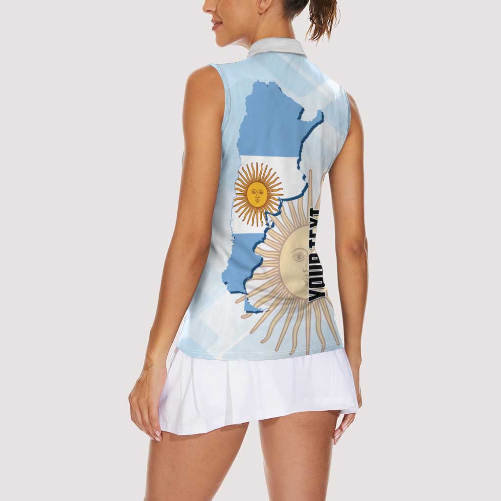 Personalized Argentine Revolution Day 1810 Women Sleeveless Polo Shirt Sol de Mayo