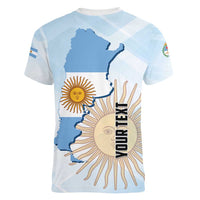 Personalized Argentine Revolution Day 1810 Women V-Neck T-Shirt Sol de Mayo