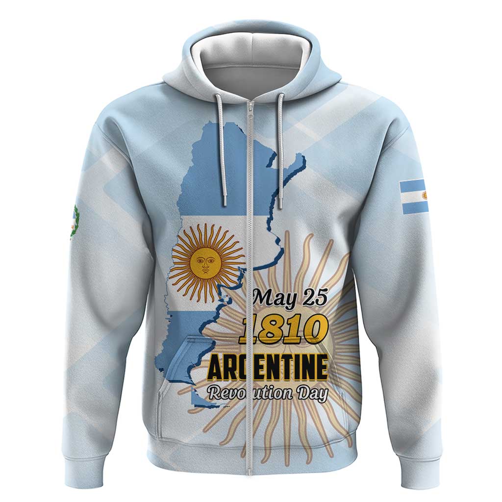 Personalized Argentine Revolution Day 1810 Zip Hoodie Sol de Mayo
