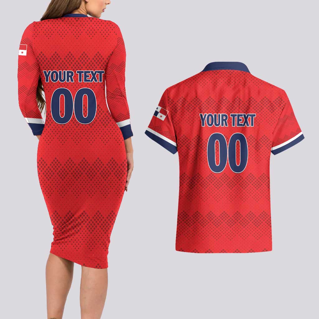 Custom Panama Football Couples Matching Long Sleeve Bodycon Dress and Hawaiian Shirt Vamos Los Canaleros