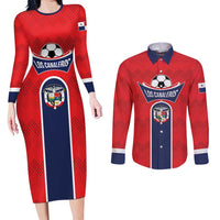 Custom Panama Football Couples Matching Long Sleeve Bodycon Dress and Long Sleeve Button Shirt Vamos Los Canaleros
