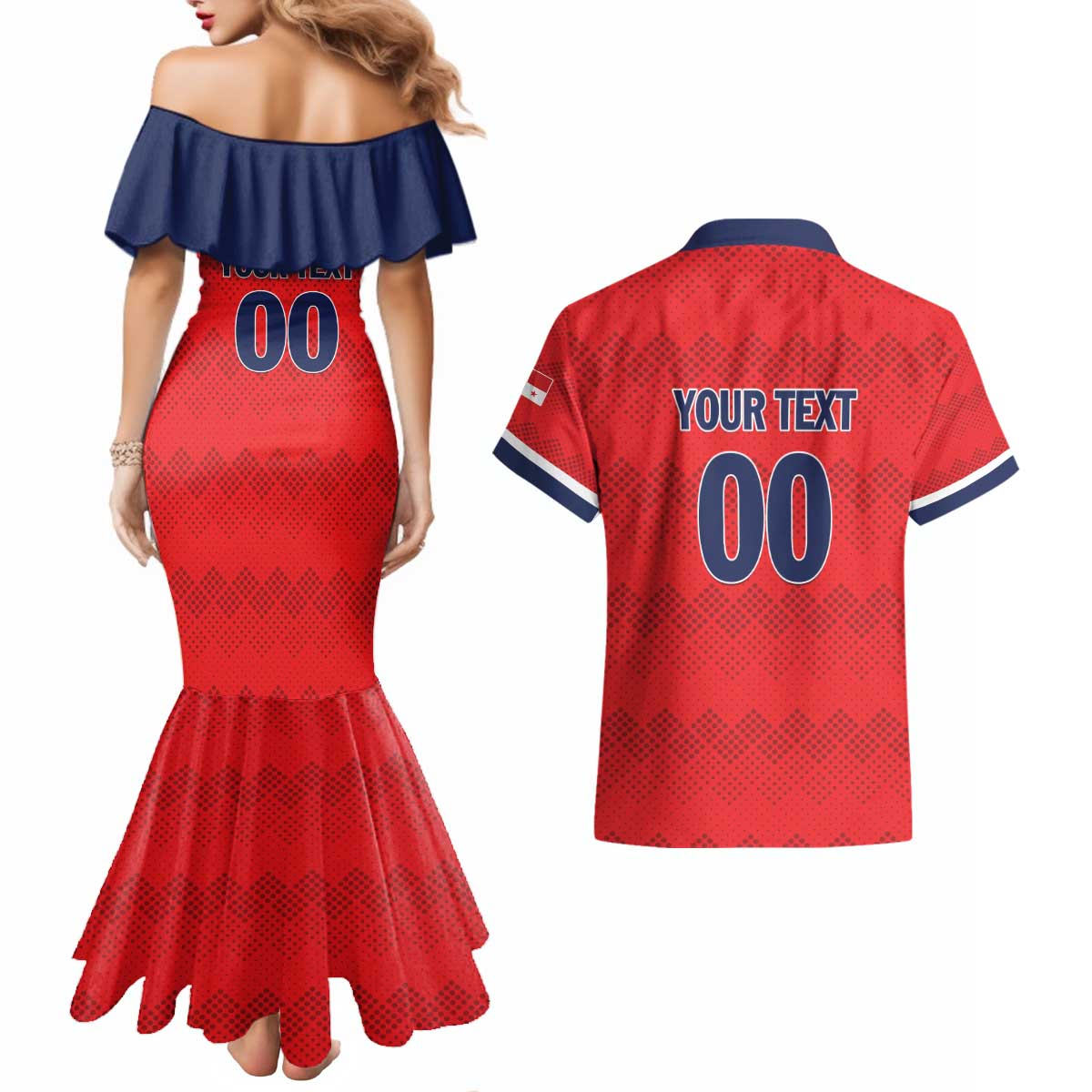 Custom Panama Football Couples Matching Mermaid Dress and Hawaiian Shirt Vamos Los Canaleros