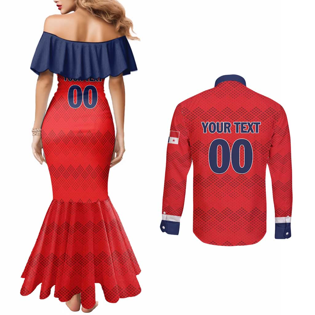 Custom Panama Football Couples Matching Mermaid Dress and Long Sleeve Button Shirt Vamos Los Canaleros