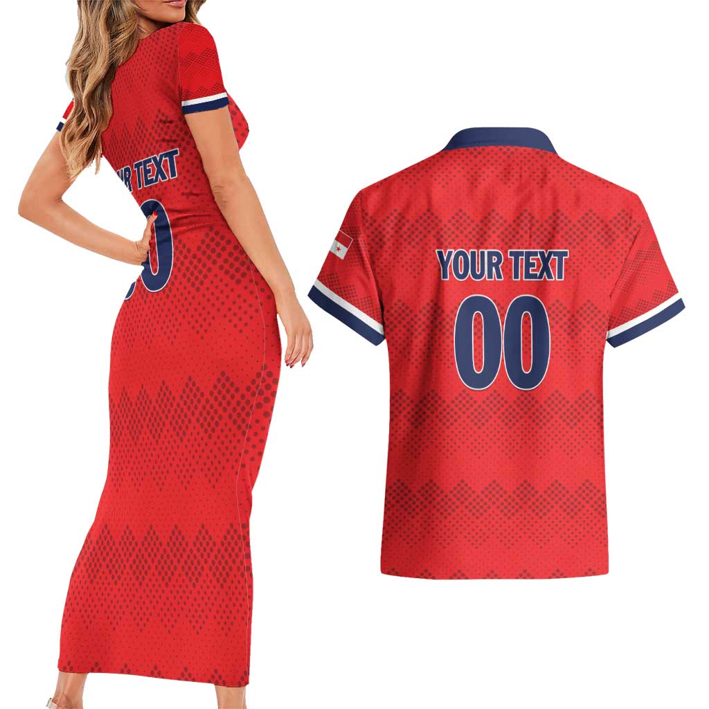 Custom Panama Football Couples Matching Short Sleeve Bodycon Dress and Hawaiian Shirt Vamos Los Canaleros