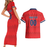Custom Panama Football Couples Matching Short Sleeve Bodycon Dress and Hawaiian Shirt Vamos Los Canaleros