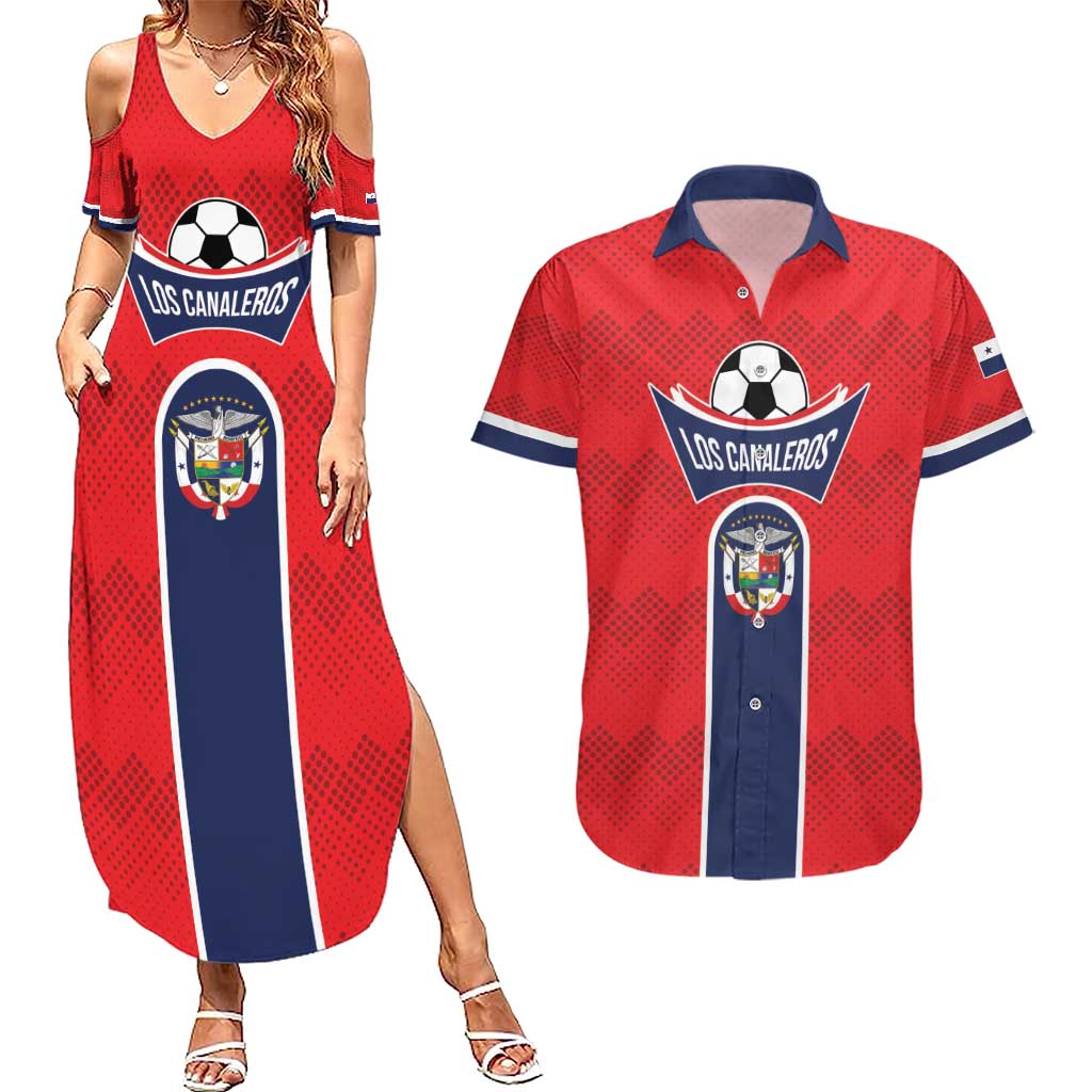 Custom Panama Football Couples Matching Summer Maxi Dress and Hawaiian Shirt Vamos Los Canaleros