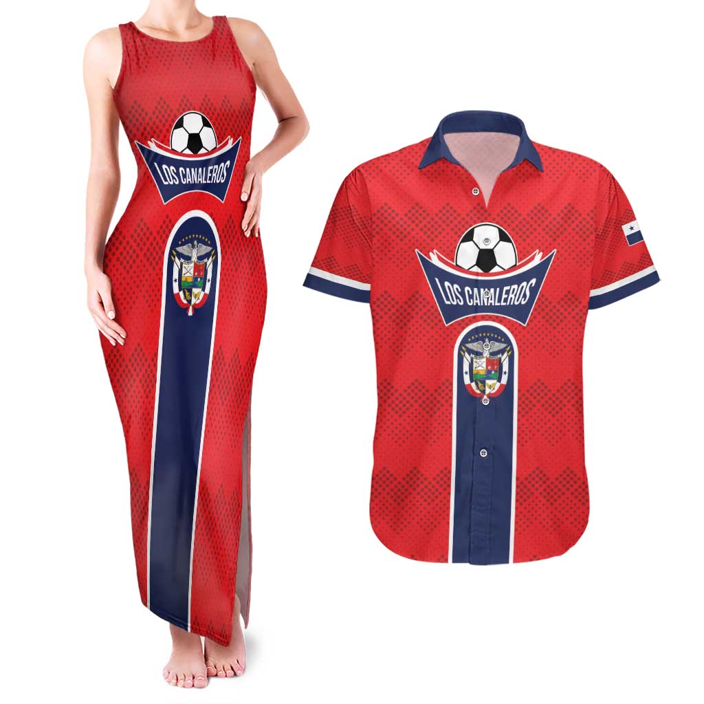Custom Panama Football Couples Matching Tank Maxi Dress and Hawaiian Shirt Vamos Los Canaleros