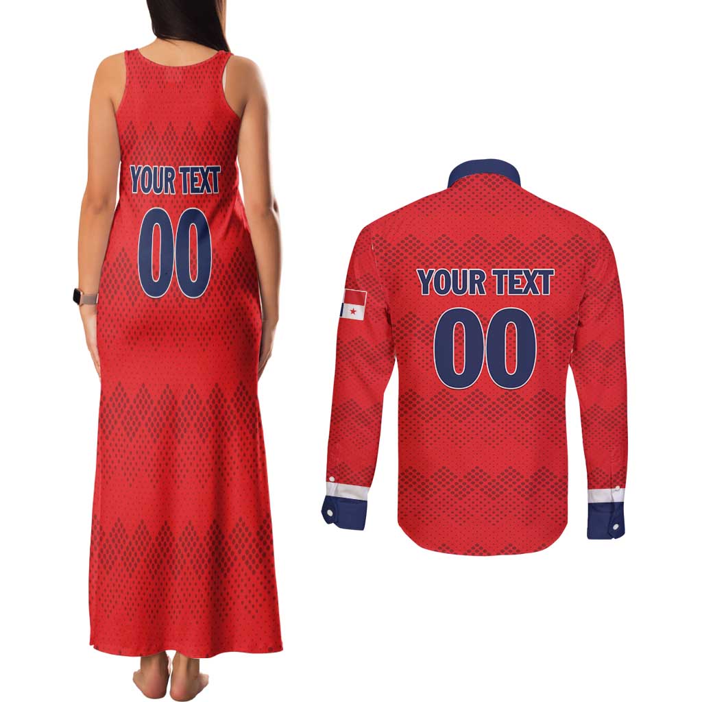 Custom Panama Football Couples Matching Tank Maxi Dress and Long Sleeve Button Shirt Vamos Los Canaleros