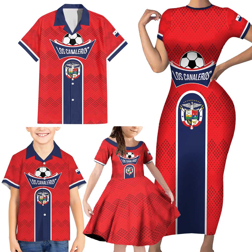 Custom Panama Football Family Matching Short Sleeve Bodycon Dress and Hawaiian Shirt Vamos Los Canaleros