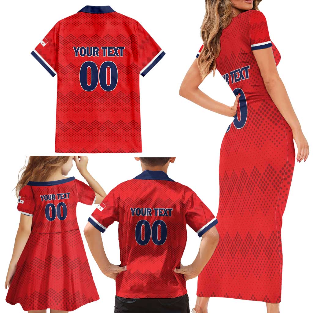 Custom Panama Football Family Matching Short Sleeve Bodycon Dress and Hawaiian Shirt Vamos Los Canaleros