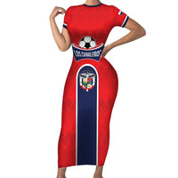 Custom Panama Football Family Matching Short Sleeve Bodycon Dress and Hawaiian Shirt Vamos Los Canaleros