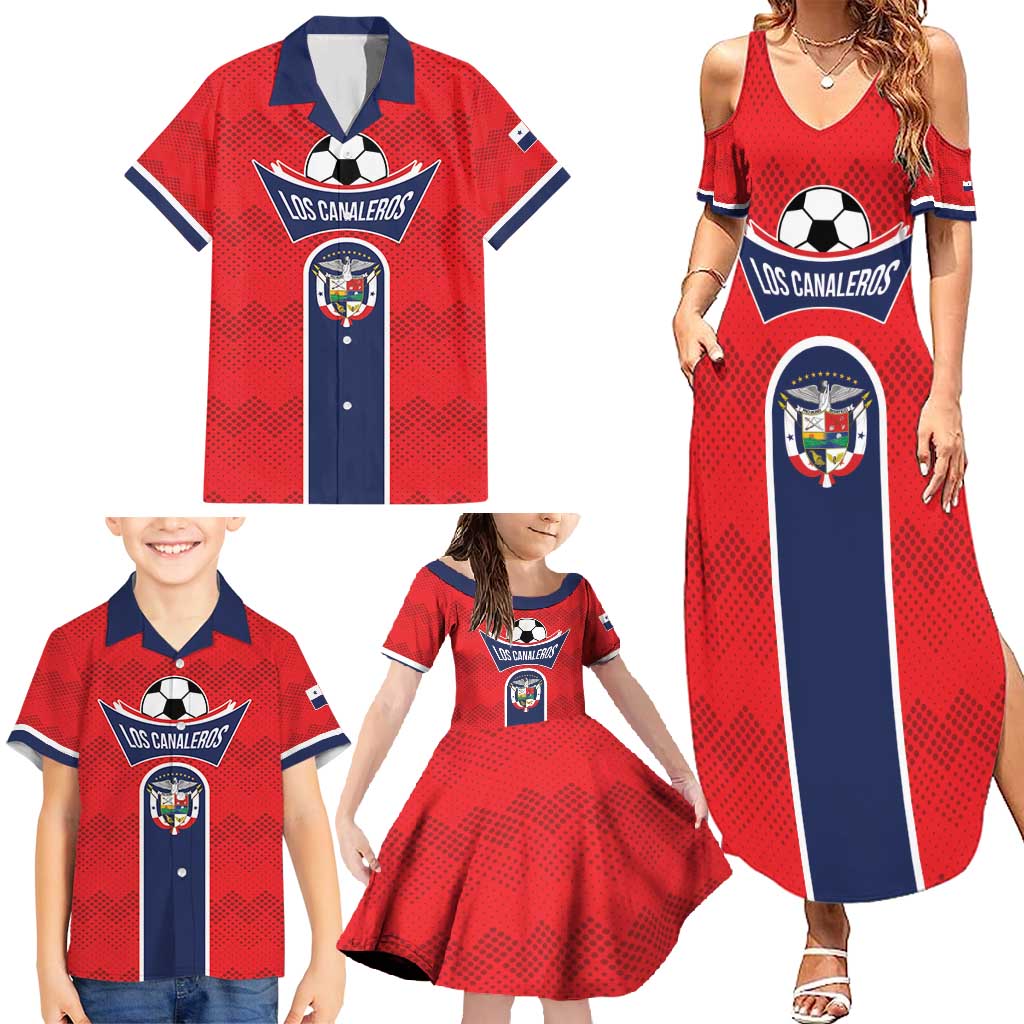 Custom Panama Football Family Matching Summer Maxi Dress and Hawaiian Shirt Vamos Los Canaleros
