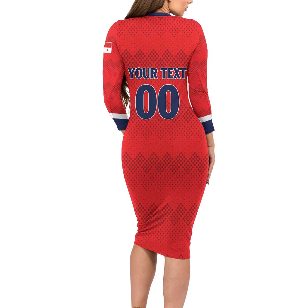 Custom Panama Football Long Sleeve Bodycon Dress Vamos Los Canaleros