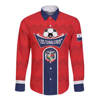 Custom Panama Football Long Sleeve Button Shirt Vamos Los Canaleros