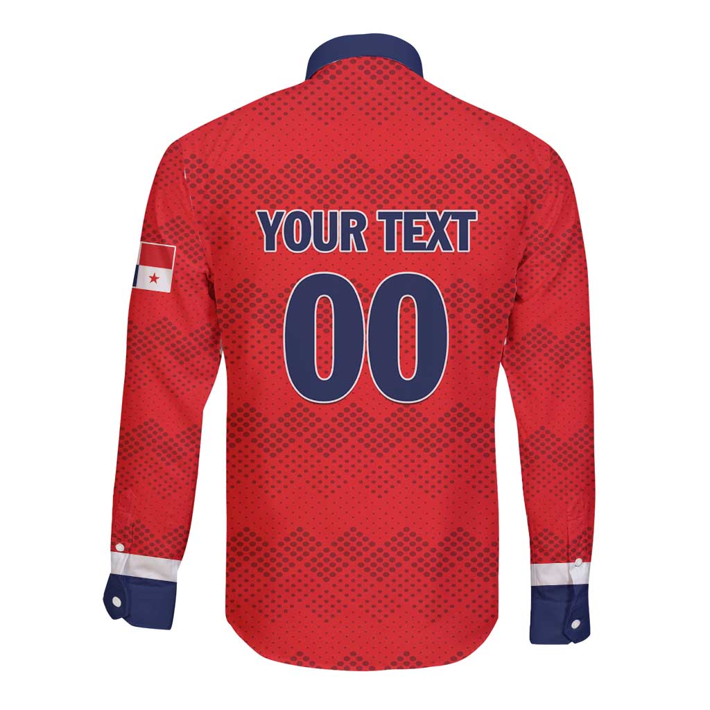 Custom Panama Football Long Sleeve Button Shirt Vamos Los Canaleros