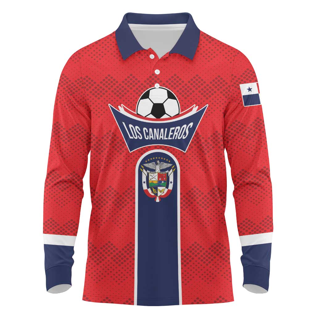 Custom Panama Football Long Sleeve Polo Shirt Vamos Los Canaleros