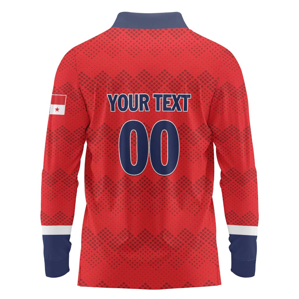 Custom Panama Football Long Sleeve Polo Shirt Vamos Los Canaleros