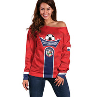 Custom Panama Football Off Shoulder Sweater Vamos Los Canaleros
