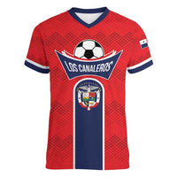 Custom Panama Football Women V-Neck T-Shirt Vamos Los Canaleros