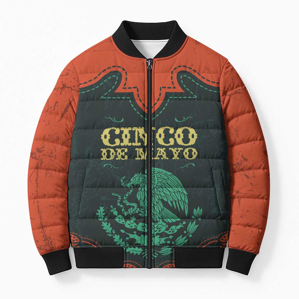 Personalized Cinco de Mayo Bomber Puffer Jacket Grunge Stylized