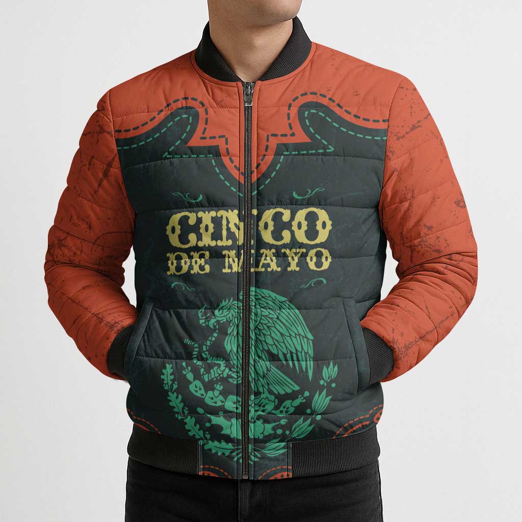 Personalized Cinco de Mayo Bomber Puffer Jacket Grunge Stylized