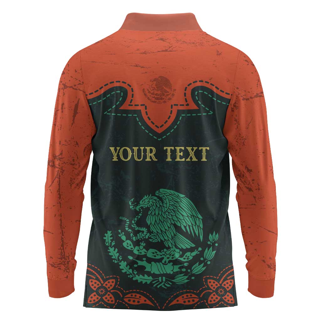 Personalized Cinco de Mayo Long Sleeve Polo Shirt Grunge Stylized