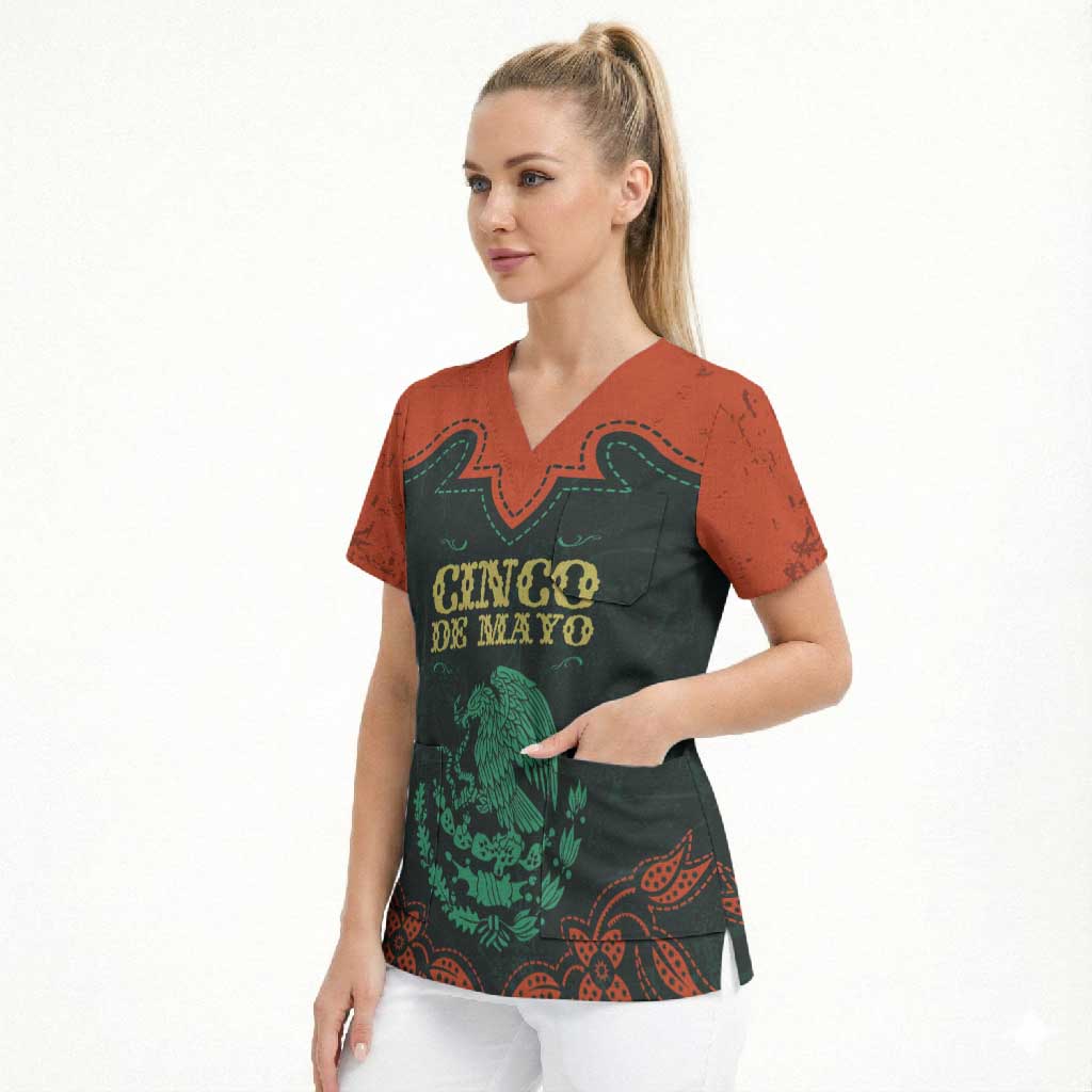 Personalized Cinco de Mayo Scrub Top Grunge Stylized