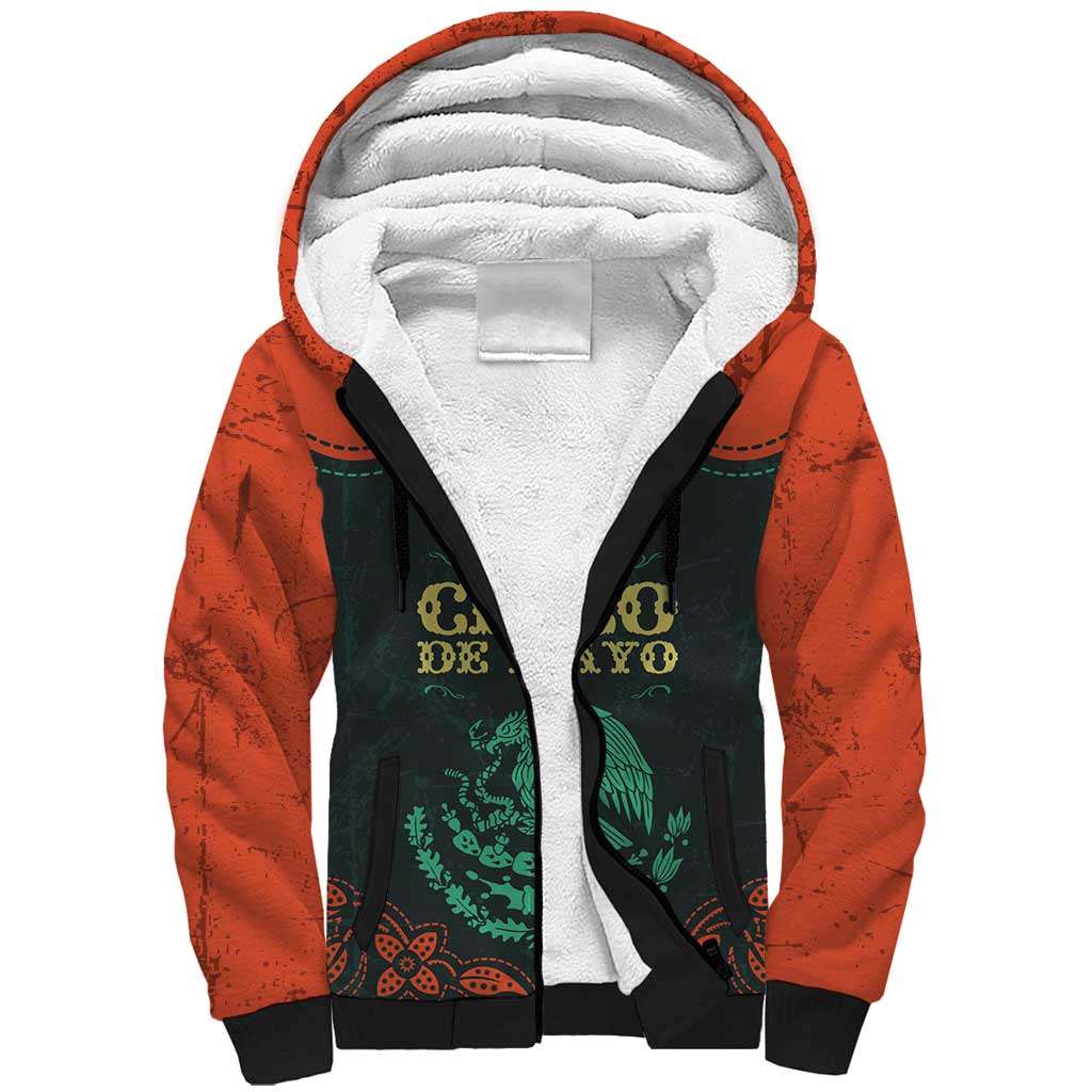 Personalized Cinco de Mayo Sherpa Hoodie Grunge Stylized