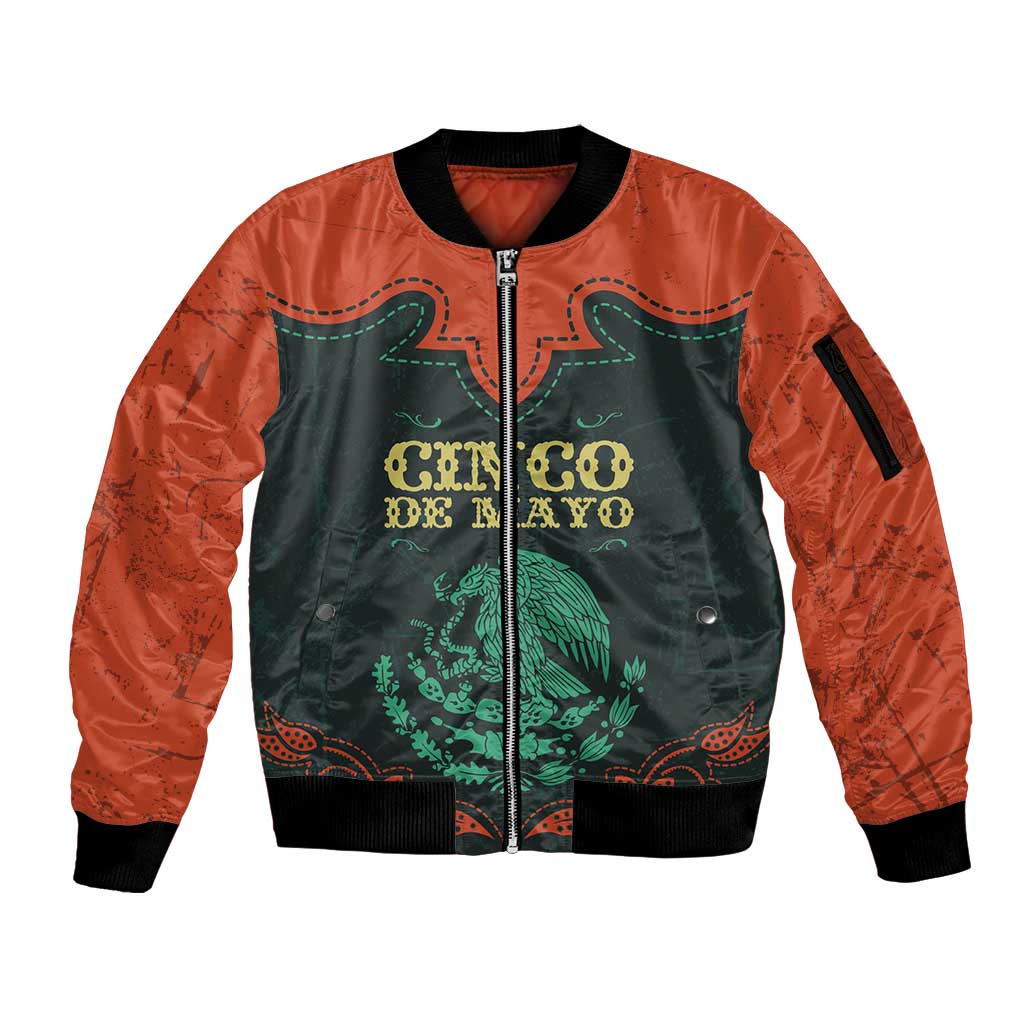 Personalized Cinco de Mayo Sleeve Zip Bomber Jacket Grunge Stylized