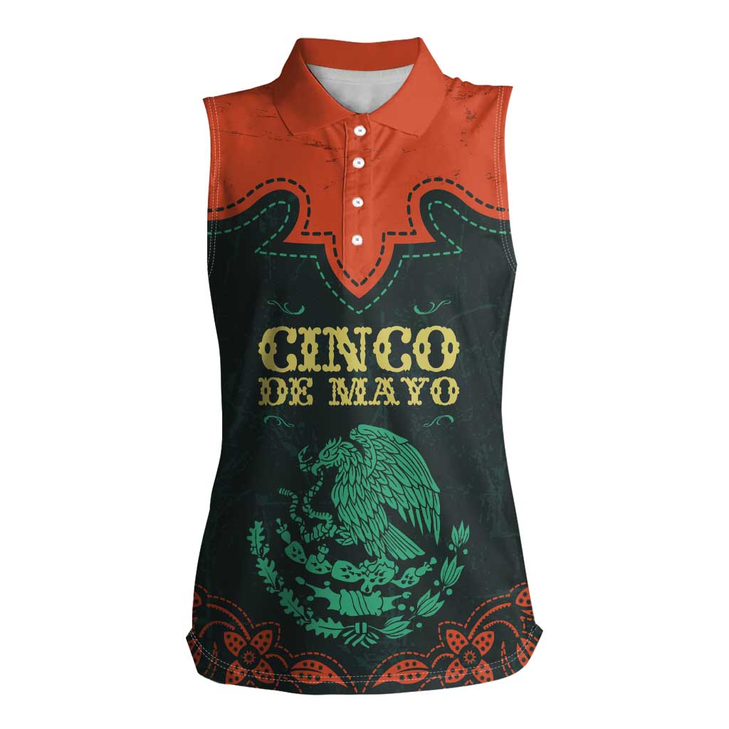Personalized Cinco de Mayo Women Sleeveless Polo Shirt Grunge Stylized
