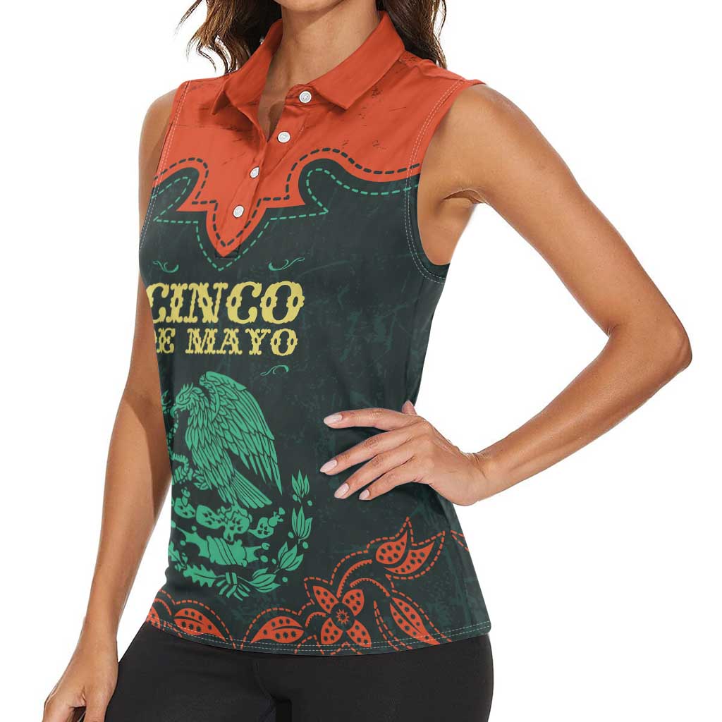 Personalized Cinco de Mayo Women Sleeveless Polo Shirt Grunge Stylized