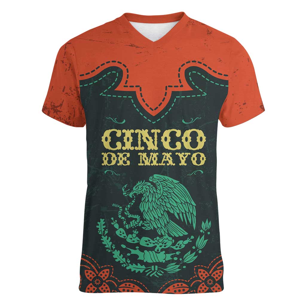 Personalized Cinco de Mayo Women V-Neck T-Shirt Grunge Stylized