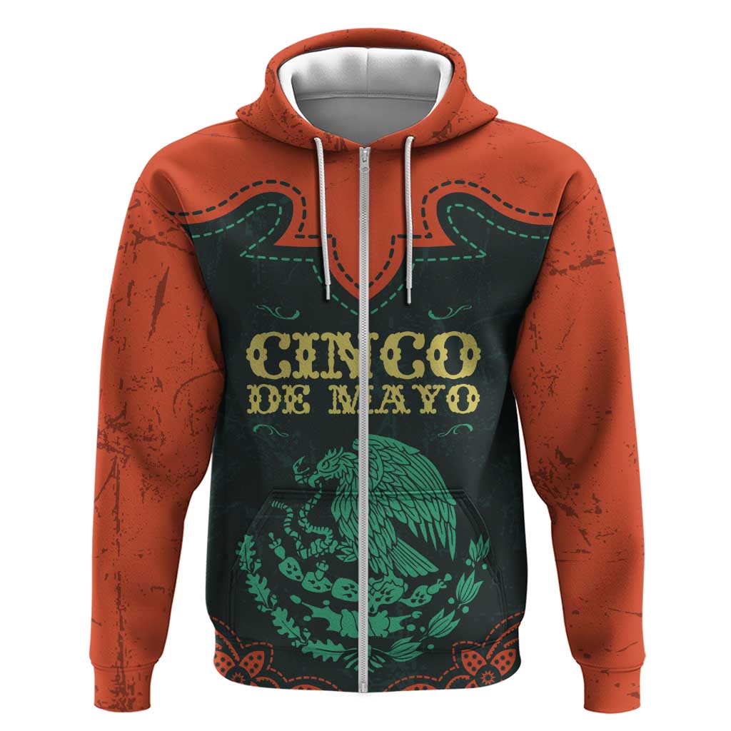 Personalized Cinco de Mayo Zip Hoodie Grunge Stylized