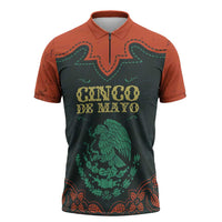 Personalized Cinco de Mayo Zipper Polo Shirt Grunge Stylized