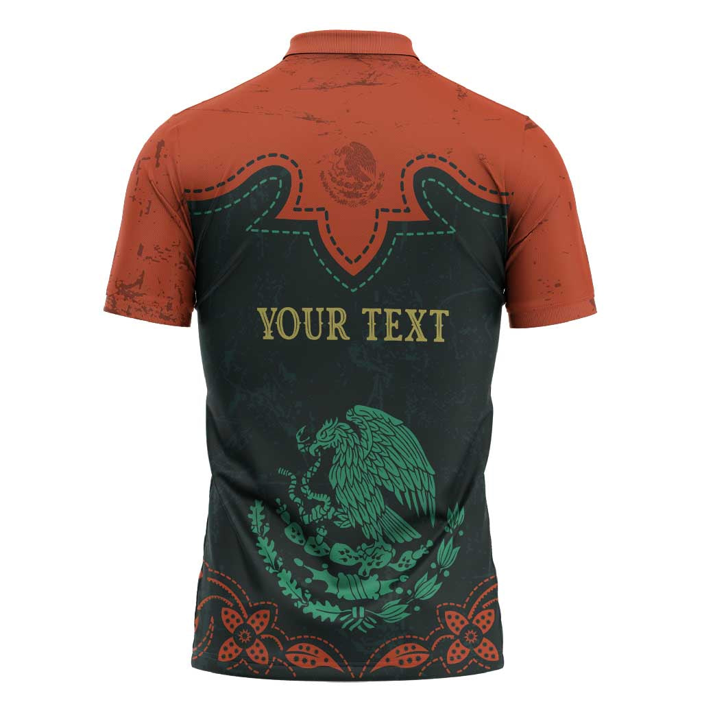 Personalized Cinco de Mayo Zipper Polo Shirt Grunge Stylized