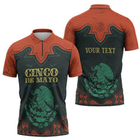 Personalized Cinco de Mayo Zipper Polo Shirt Grunge Stylized